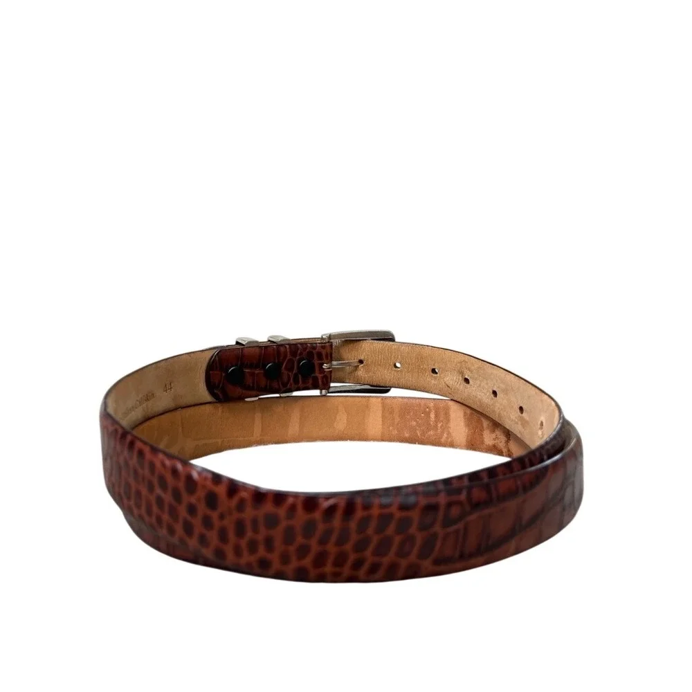 Belts.com Mens Brown Alligator Embossed Italian Calfskin Leather Belt Size 44